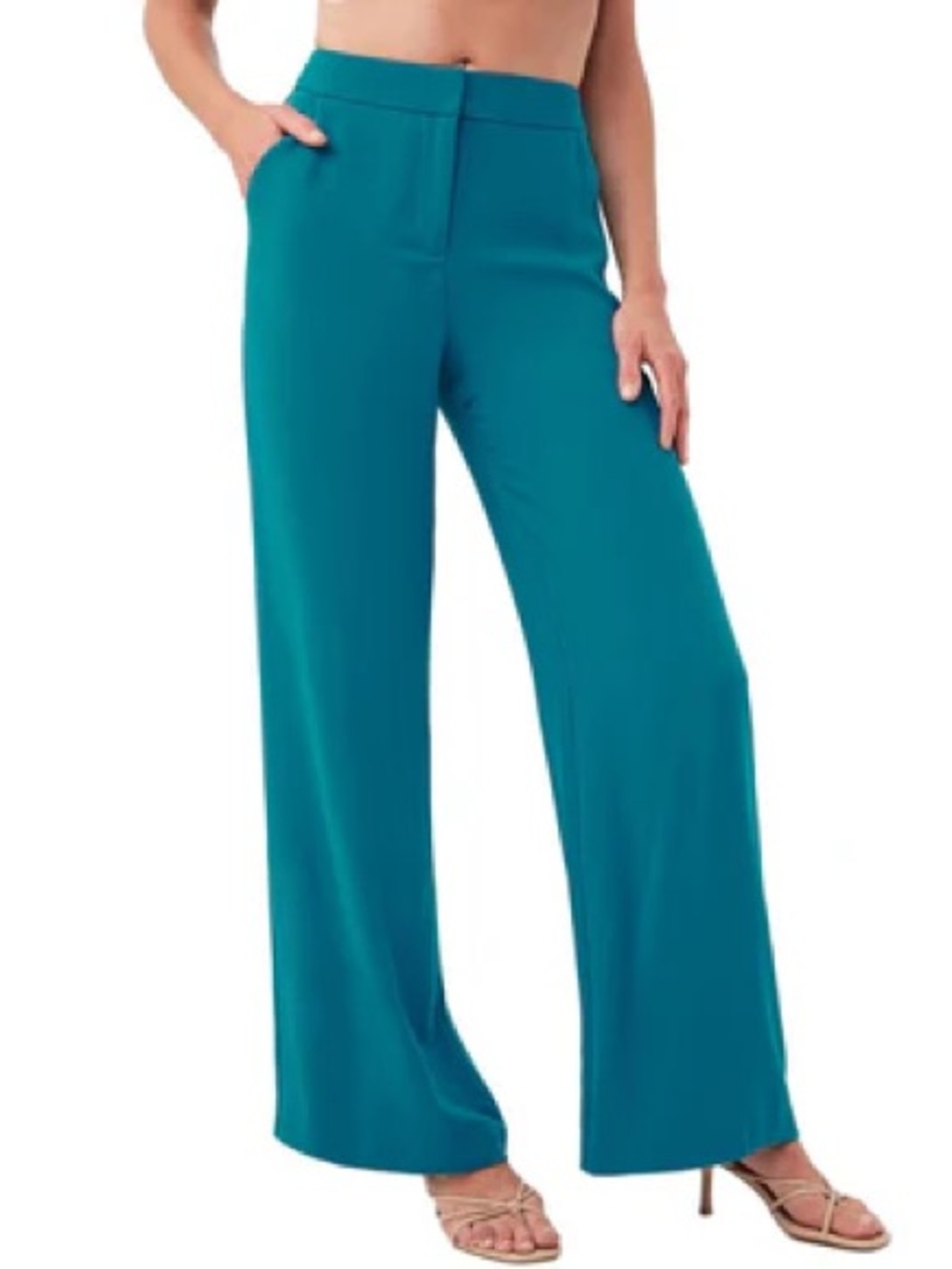 Trina Turk Teal Wide-Leg Trousers